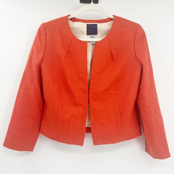 J. Crew Womens 100% Wool Fall Academia Preppy Crop Blazer Jacket Size 4 Orange - Picture 1 of 9